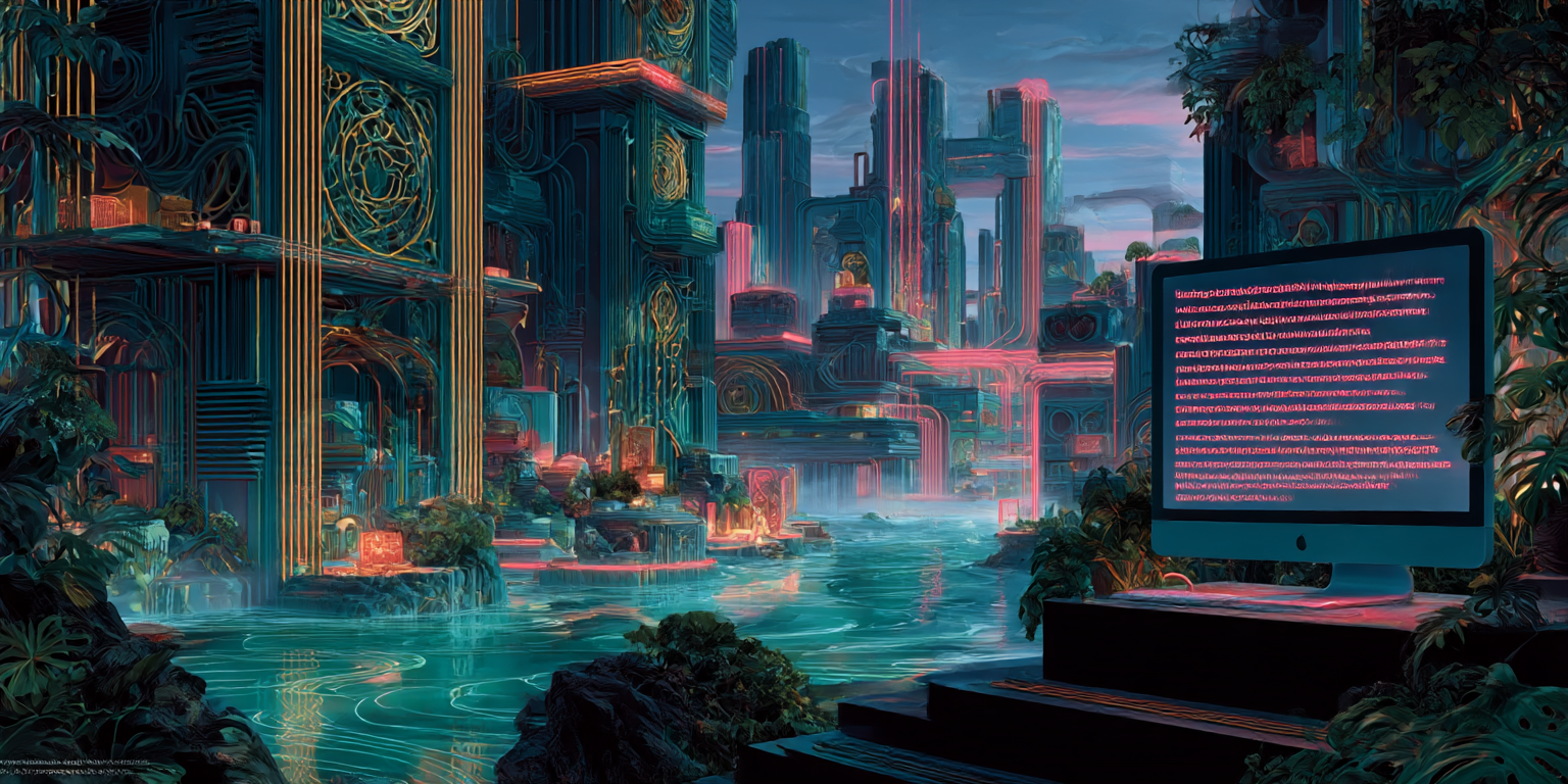 AI interprets the future: neon, still surreal