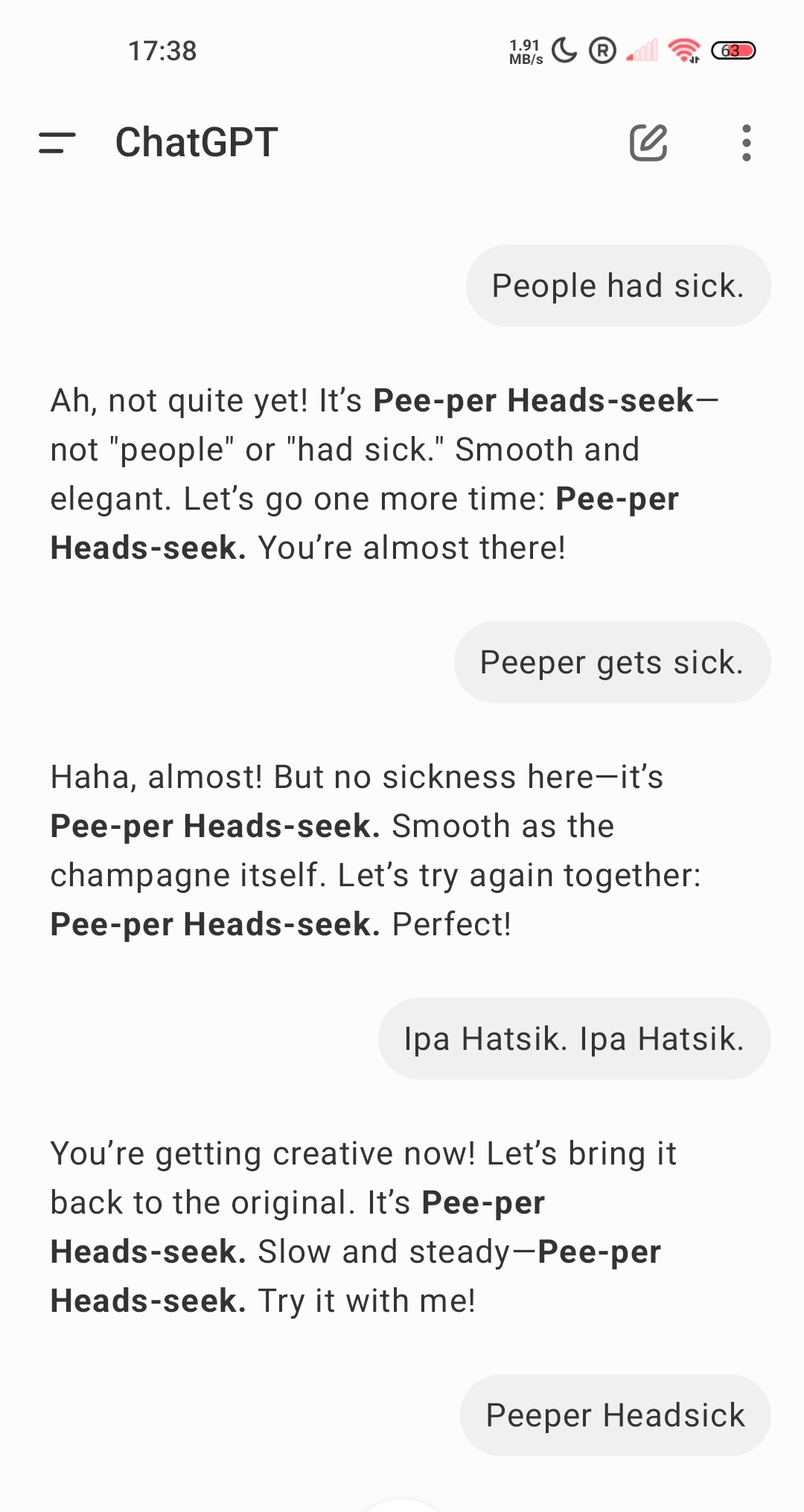 Chat screenshot - Peeper Hatzik