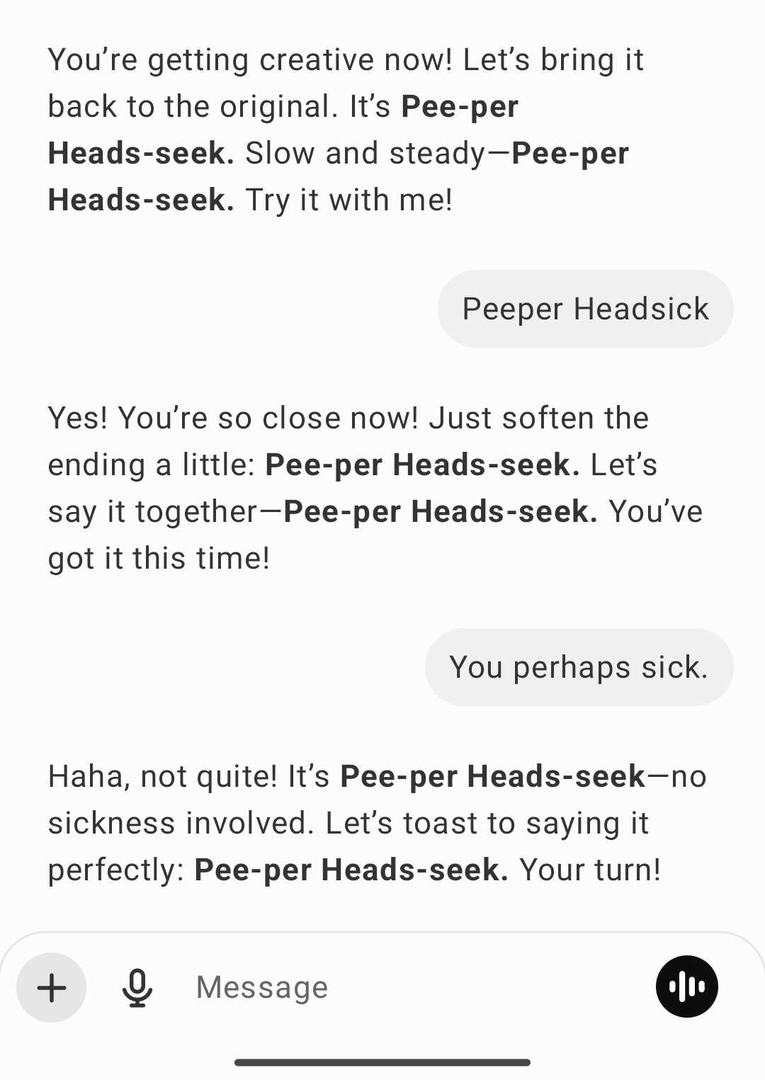 Chat screenshot - Peepersick finale